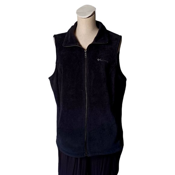 COLUMBIA • men's 1X fleece vest black sleeveless full zip outdoor sportsman Fall - Picture 1 of 9